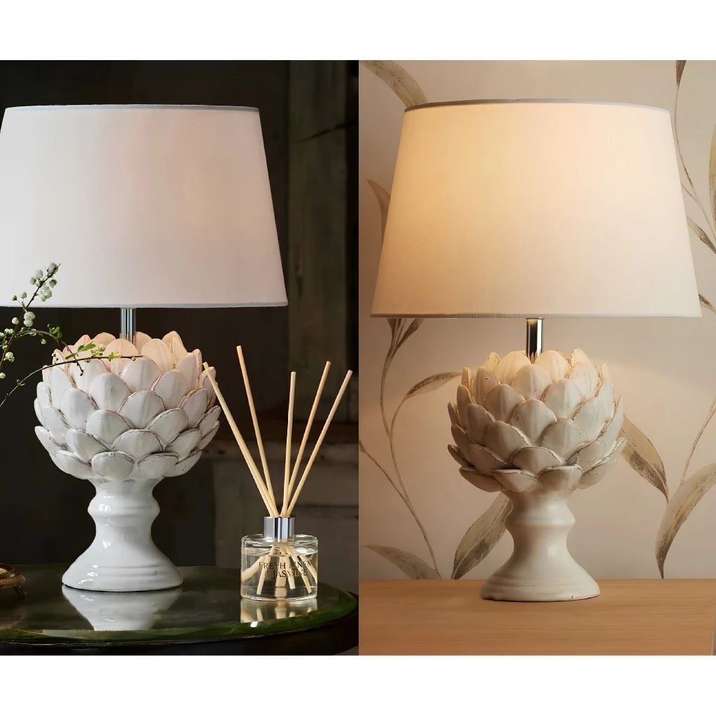  Đèn bàn gốm chao vải Laura Ashley GST022W cao cấp chuẩn Anh Quốc 
