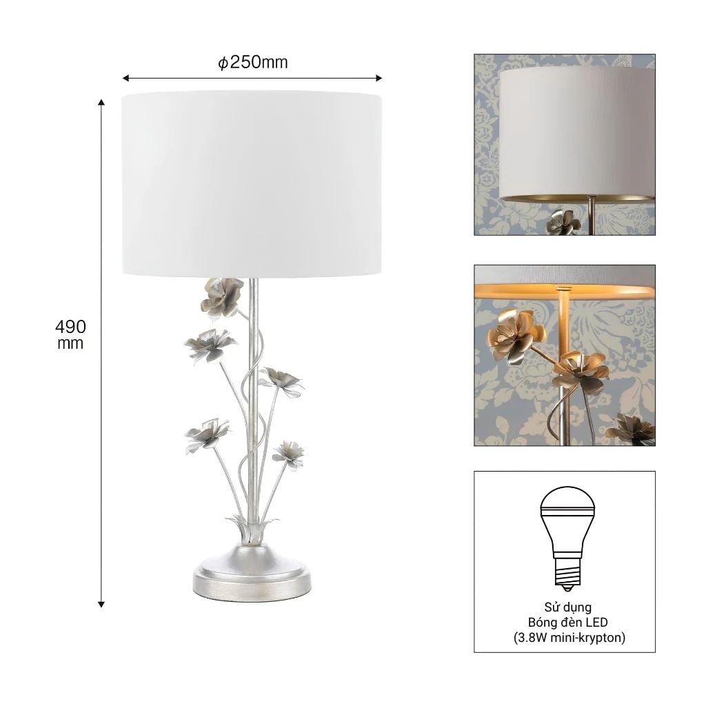  Đèn bàn chao vải Laura Ashley GST023 cao cấp chuẩn Anh Quốc 