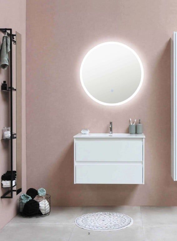  Gương tròn có đèn led & tấm sưởi chống mờ – dày 25mm GBK030V 