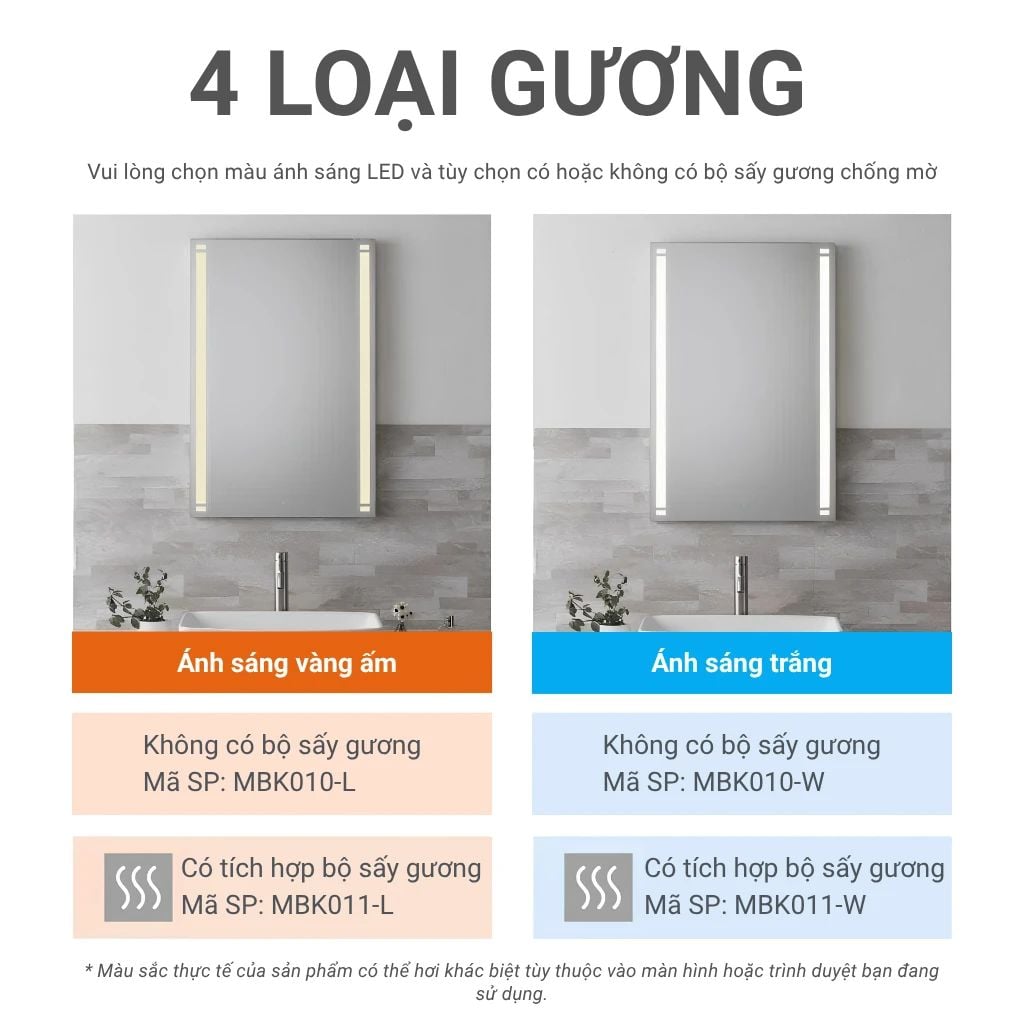  Gương Đèn LED Chữ Nhật Chiếu Sáng Trực Diện MotoM MBK010 (450×600mm) – Công Suất 20W, Viền Đèn Âm Kính, Lắp Dọc/Ngang, Chỉ Số Hoàn Màu Ra90 Cao Cấp Nhật Bản 