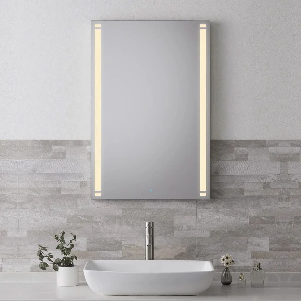  Gương Đèn LED Chữ Nhật Chiếu Sáng Trực Diện MotoM MBK012R (600×900mm) – Công Suất 31W, Viền Đèn Âm Kính, Lắp Dọc/Ngang, Chỉ Số Hoàn Màu Ra90 Cao Cấp Nhật Bản 