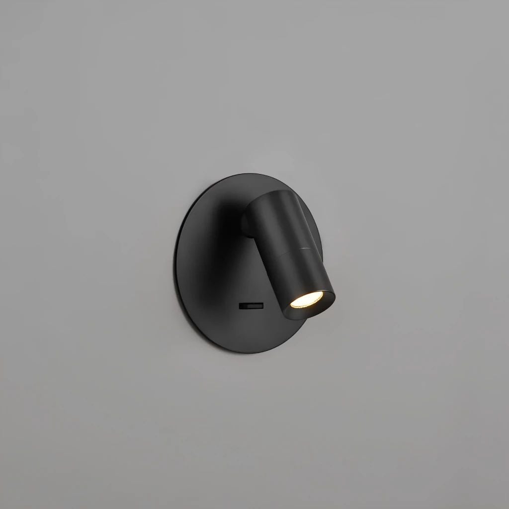  Đèn Đọc Sách Âm Vách Đầu Giường MotoM MBK022 Thân Ngắn Đế Tròn (φ100mm) – Khớp Xoay Gập Linh Hoạt Cao Cấp Chuẩn Khách Sạn Nhật Bản 