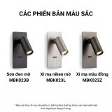  Đèn Đọc Sách Âm Vách Đầu Giường MotoM MBK023 Thân Ngắn Vuông – Khớp Xoay Gập Linh Hoạt Cao Cấp Chuẩn Khách Sạn Nhật Bản 