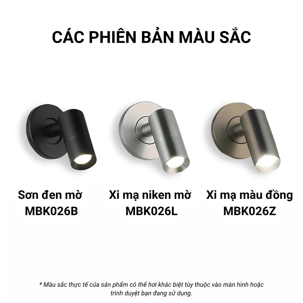  Đèn Đọc Sách Đầu Giường MotoM MBK026 Tròn Nhỏ Gọn (Đường Kính 65mm) – Khớp Xoay Linh Hoạt Chuẩn Khách Sạn Cao Cấp Nhật Bản 