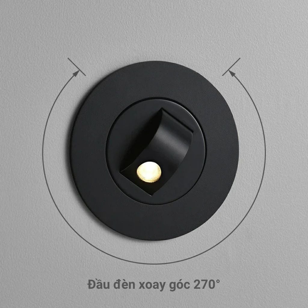  Đèn Đọc Sách Gắn Âm Đầu Giường Dạng Phẳng Tròn MotoM MBK028 – Bật Tắt Mở Đèn Tự Động & Xoay 270° Chuẩn Khách Sạn Nhật Bản 