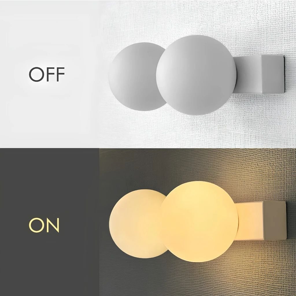 Đèn Tường Trang Trí 2 Bóng Thủy Tinh Tròn MotoM Sphere Φ65mm MBK036-2 – Đèn Treo Tường & Trần LED 5W Ánh Sáng Ấm 2700K 