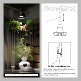  Đèn Thả Trồng Cây Green Lighting MotoM MPN069B (Màu Đen) – Tích Hợp 3 Chậu Cây, Đui E26 Tùy Chọn LED 