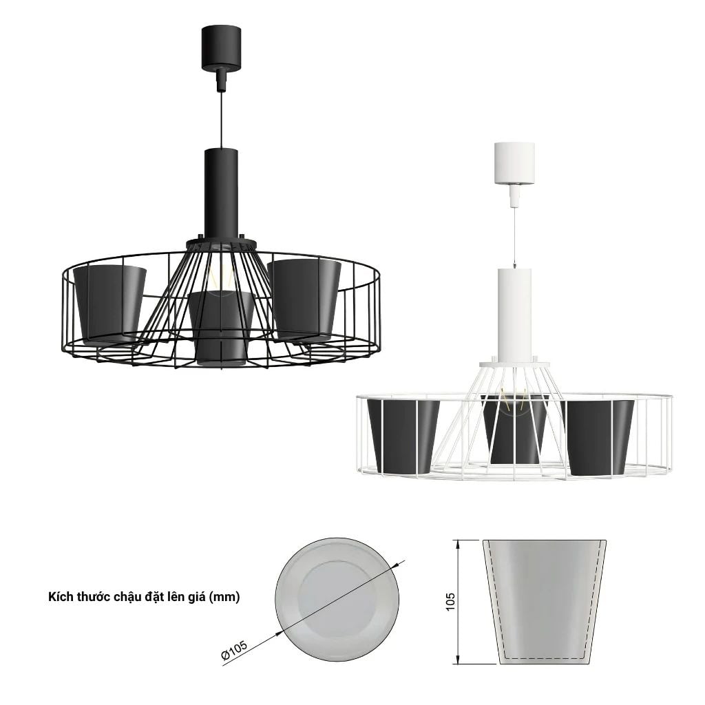  Chậu Cây MotoM Green Lighting OP027 (Kích Thước Φ105mm, Đáy Kín Không Lỗ) 