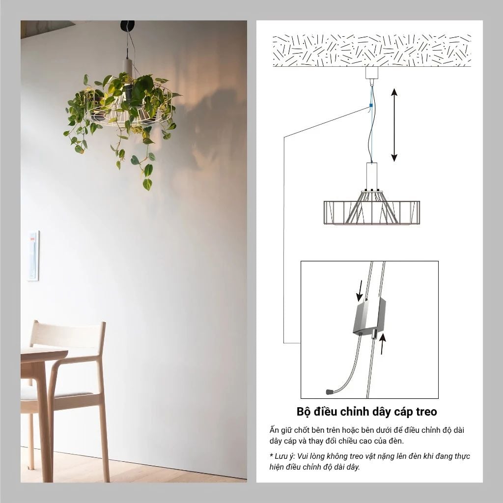  Đèn Thả Trồng Cây Green Lighting MotoM MPN070 – Tích Hợp 3 Chậu Cây, Kèm Bóng LED Filament 7W (Đen/Trắng) 
