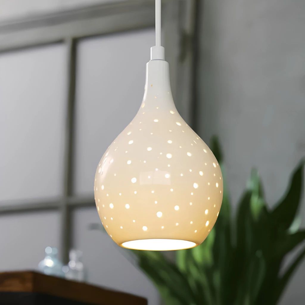  Đèn Thả Trần Gốm Sứ Họa Tiết Chấm Lỗ Ngẫu Nhiên MotoM MPN12 (E17 φ140mm) – Sứ Nung Thủ Công Cao Cấp Chuẩn Phong Cách Nhật Bản 