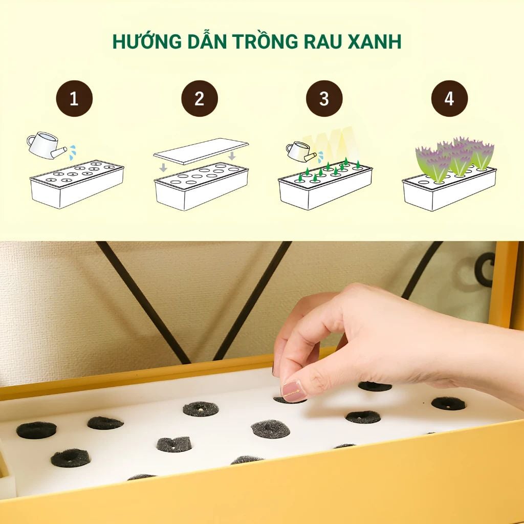  Đèn Trồng Rau Thủy Canh Trong Nhà Akarina05 OMA05 MotoM – Đèn LED Quang Hợp 15W, Khay Trồng 14 Lỗ Rộng Rãi Chuẩn Phong Cách Nhật Bản 
