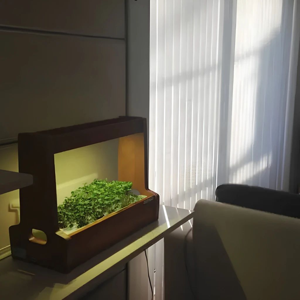  Đèn Trồng Rau Thủy Canh Trong Nhà Bằng Gỗ Tự Nhiên Akarina06 OMA06 MotoM – Chip LED 15W Cao Cấp Chuẩn Phong Cách Nhật Bản 