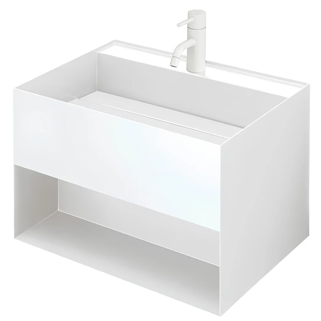  Chậu Lavabo Inox Treo Tường Miratap Cara 600 WA28041 Màu Đen – Inox 304 Phủ Sơn Mờ Hybrids, Tích Hợp Hộc Đồ, Made In Japan 