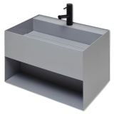  Chậu Lavabo Inox Treo Tường Miratap Cara 600 WA28041 Màu Đen – Inox 304 Phủ Sơn Mờ Hybrids, Tích Hợp Hộc Đồ, Made In Japan 