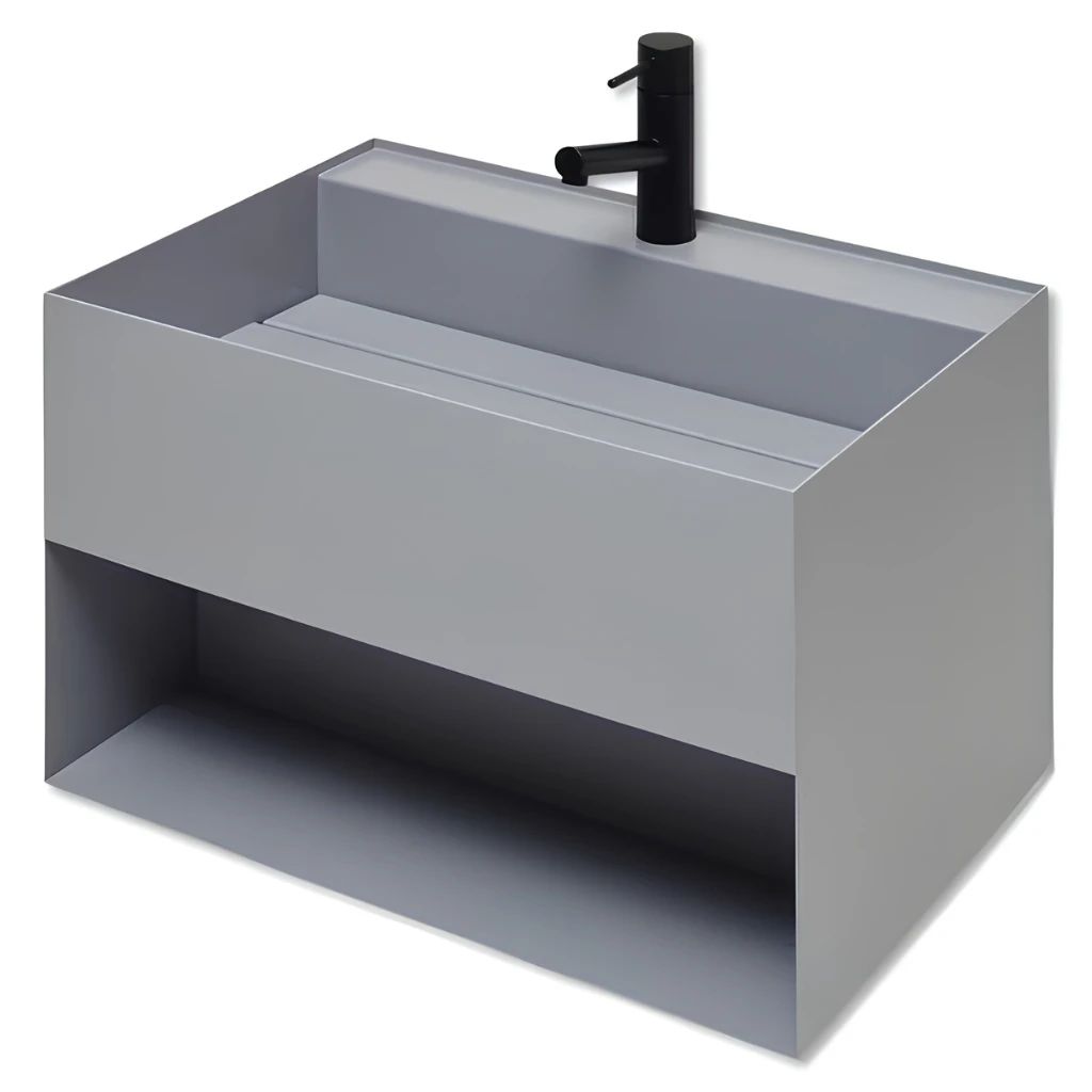  Chậu Lavabo Inox Treo Tường Miratap Cara 600 WA28041 Màu Đen – Inox 304 Phủ Sơn Mờ Hybrids, Tích Hợp Hộc Đồ, Made In Japan 
