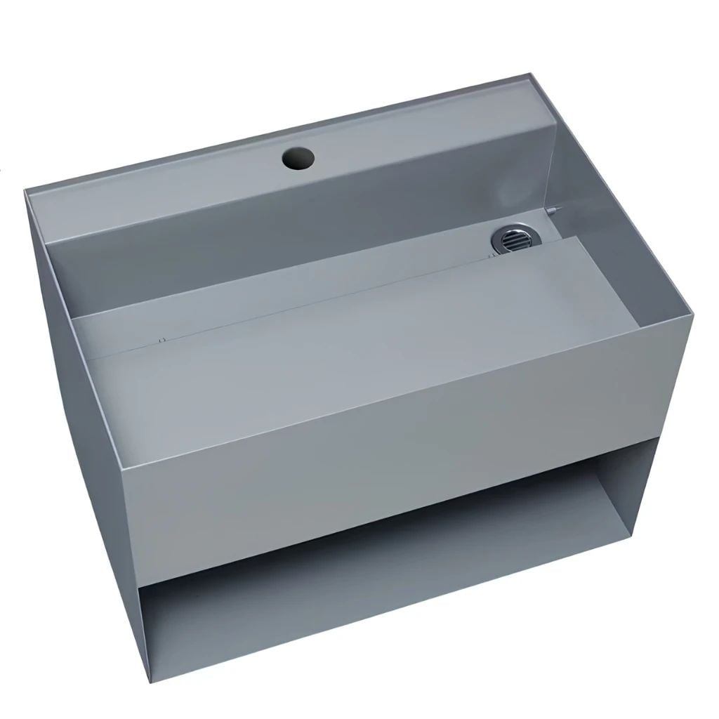  Chậu Lavabo Inox Treo Tường Miratap Cara 600 WA28041 Màu Đen – Inox 304 Phủ Sơn Mờ Hybrids, Tích Hợp Hộc Đồ, Made In Japan 