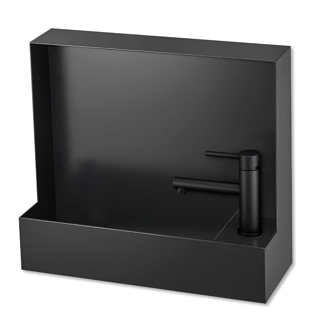  Chậu Rửa Tay Inox Treo Tường Miratap Pratico R WA28261 Màu Đen – Inox 304 Sơn Tĩnh Điện, Siêu Nhỏ Gọn Lỗ Vòi φ25mm, Made In Japan 