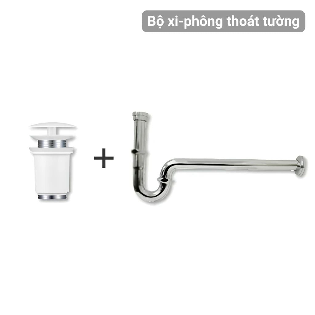  Bộ Xả Nắp Chặn Và Ống Thải Chữ P Màu Đen Miratap WA34011P (Thoát Tường) – Dành Cho Chậu Lavabo Không Xả Tràn, Nhập Khẩu Nhật Bản & Ý 