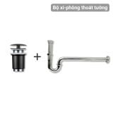  Bộ Xả Nắp Chặn Và Ống Thải Chữ P Màu Đen Miratap WA34011P (Thoát Tường) – Dành Cho Chậu Lavabo Không Xả Tràn, Nhập Khẩu Nhật Bản & Ý 