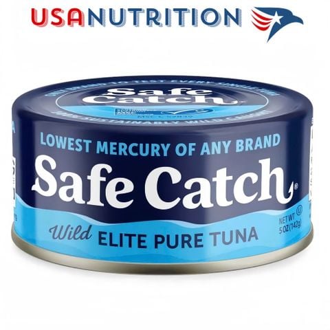  Cá ngừ hoang dã thủy ngân thấp Elite Wild Tuna: Safe Catch hộp lẻ 142g 
