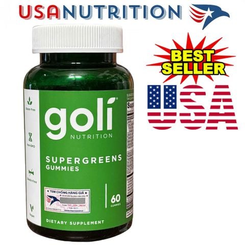  Supergreens Vitamin Gummies Goli : Kẹo dẻo rau xanh giúp hệ tiêu hóa, chức năng gan khỏe mạnh 