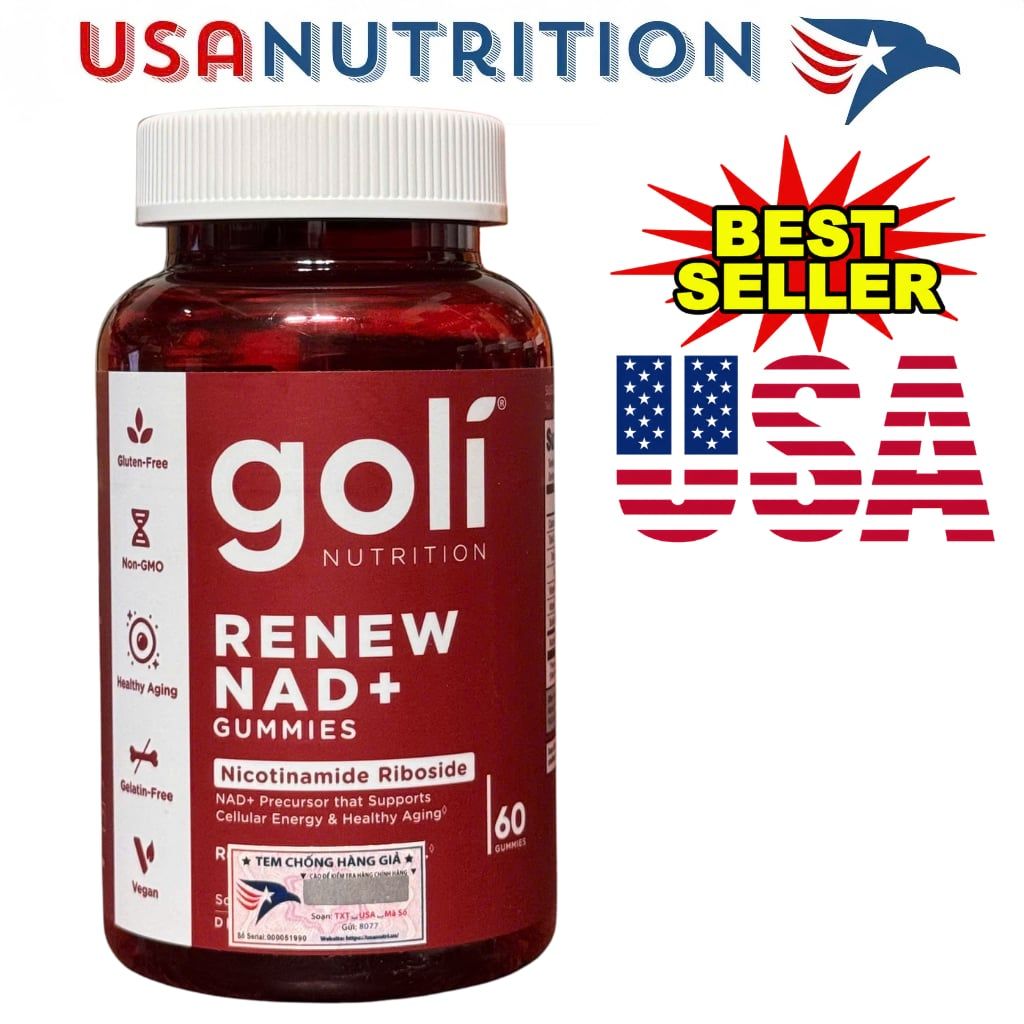 Renew NAD+ Gummies Goli 60 viên : Kẹo dẻo chống lão hóa và hỗ trợ năng lượng tế bào