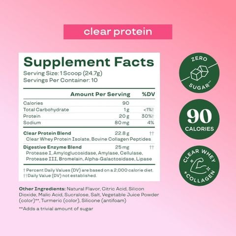  Clear Protein Whey Protein Isolate + Collagen Peptides : Bloom bổ sung đạm trái cây 