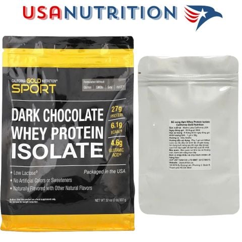  Whey Protein Isolate 100% không chất tạo ngọt nhân tạo  California Gold Nutrition :  gói chiết 