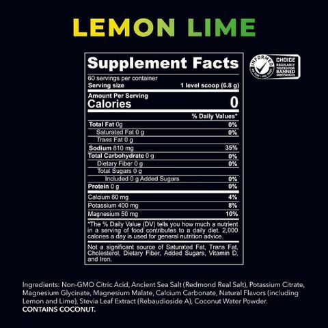  60 lần dùng Bột điện giải không đường Re-Lyte Hydration Electrolyte chứng nhận Informed-Choice : Redmond 