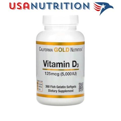  Vitamin D3 5000 IU 360 viên California Gold Nutrition : Hỗ trợ xương khớp, hệ miễn dịch khỏe mạnh 