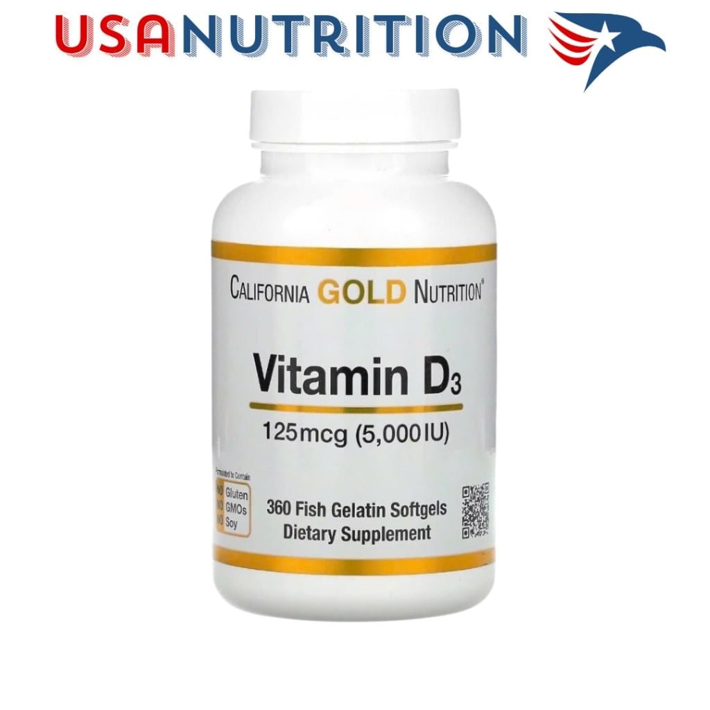 Vitamin D3 5000 IU 360 viên California Gold Nutrition : Hỗ trợ xương khớp, hệ miễn dịch khỏe mạnh