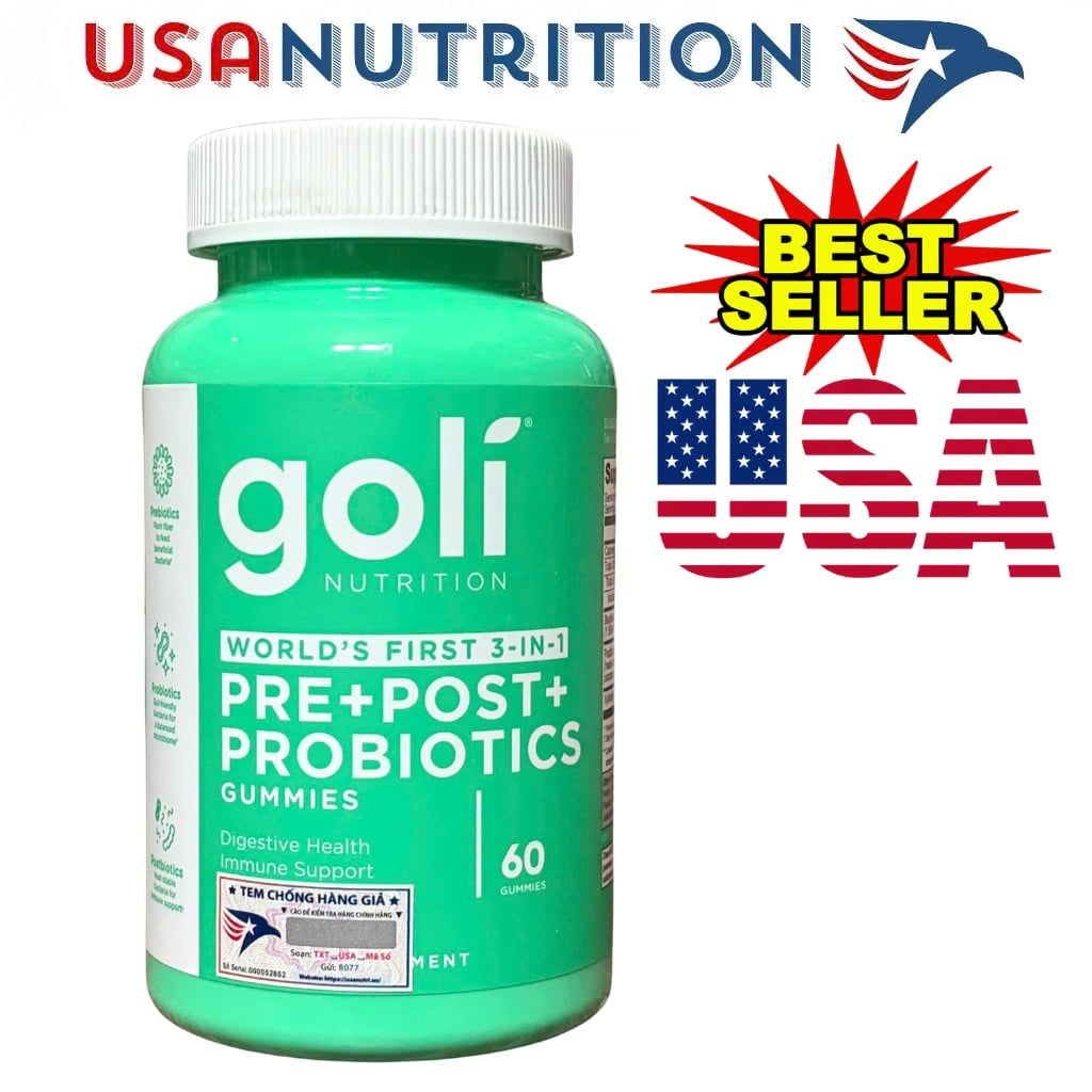Pre+Post+Probiotics 3:1 Gummies Goli 60 viên : Hỗ trợ hệ tiêu hóa, hệ miễn dịch khỏe mạnh