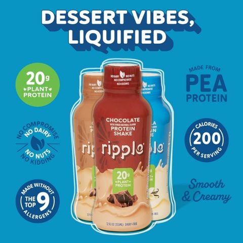  Đạm thực vật Vegan Protein Shake 20g protein thùng 12 chai : Ripple 