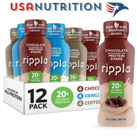  Đạm thực vật Vegan Protein Shake 20g protein thùng 12 chai : Ripple 