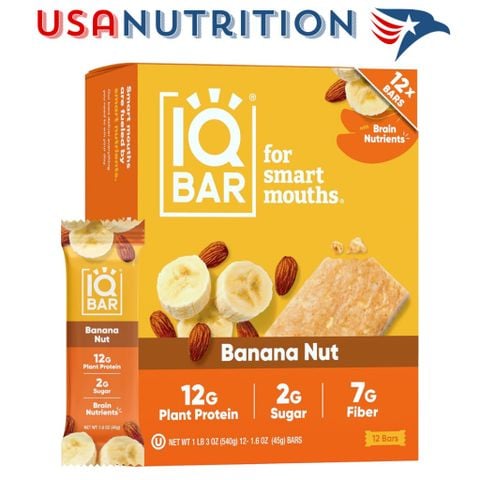  Bánh dinh dưỡng Protein Bar hỗ trợ chức năng não : IQBAR hộp 12 thanh đủ vị 