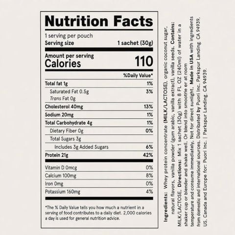  Grass Fed Whey Protein chứng nhận Clean Label Project Puori PW1 : gói SAMPLE 