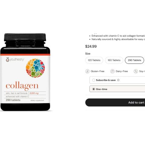  [CHÍNH HÃNG WEB] 6000mg Collagen + 90mg Vitamin C & Bitotin 290 viên : Youtheory 
