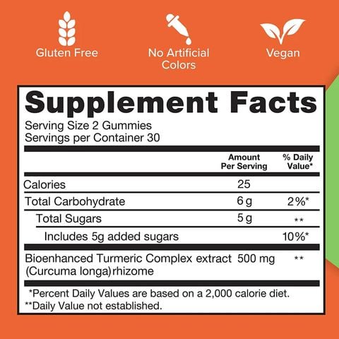  Kẹo dẻo Turmeric Curcumin Gummies 500mg bán chạy nhất thế giới : Qunol 