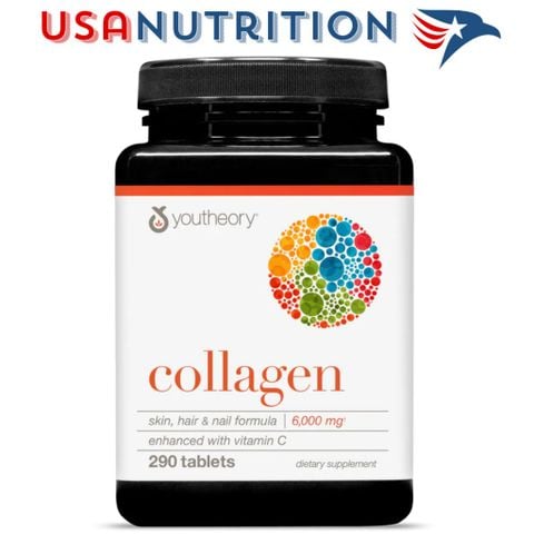  [CHÍNH HÃNG WEB] 6000mg Collagen + 90mg Vitamin C & Bitotin 290 viên : Youtheory 