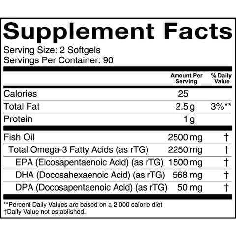  Dầu cá liều cao tốt ƞhất thế giới ''Viva Naturals'' 2500mg EPA + DHA cô đặc 90% : 180 viên 