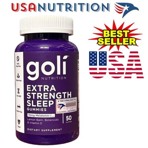  Extra Strength Sleep Gummies 10mg Melatonin Goli 50 viên : Kẹo dẻo hỗ trợ giấc ngủ, giảm căng thẳng 