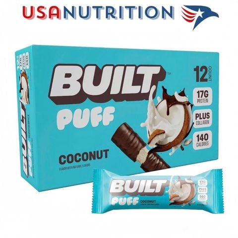  Bánh Puff Protein Bar ngàn lớp BUILT : Hộp 12 thanh đủ vị 