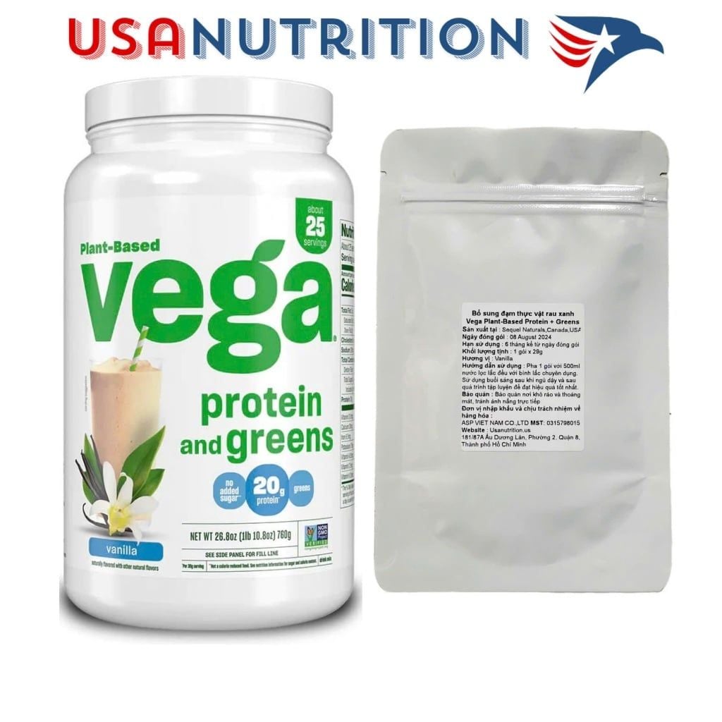 Đạm thực vật rau xanh tốt nhất thế giới Vega Protein + Greens 20g protein : gói chiết