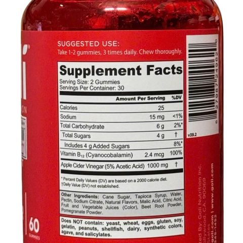  Kẹo dẻo giấm táo số 1 thế giới Goli Apple Cider Vinegar 60 viên 