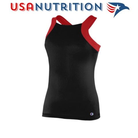  Champion Momentum Tank: Áo thun nữ không tay co giãn Black/Red 