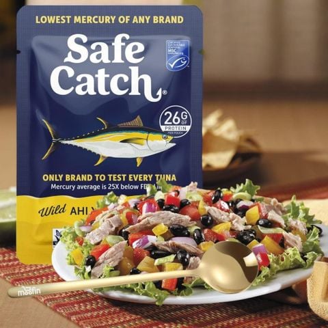  Cá ngừ vây vàng thủy ngân thấp Wild Ahi Yellowfin Tuna: Safe Catch 1 gói lẻ 85g 