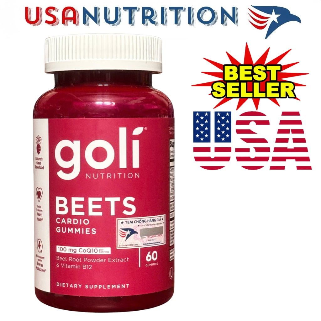 Beets Cardio Gummies Goli 60 viên : Kẹo dẻo củ dền hỗ trợ sức khỏe tim mạch