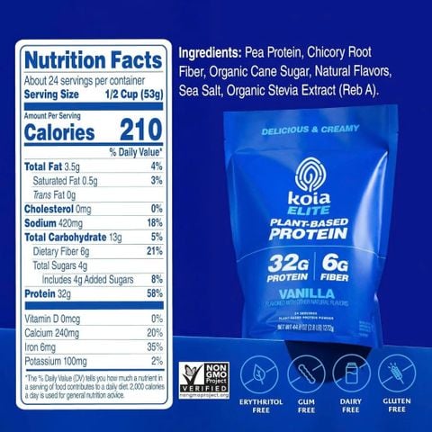  Đạm thực vật  32g protein 24 lần dùng : Koia Elite 2.8 lb 