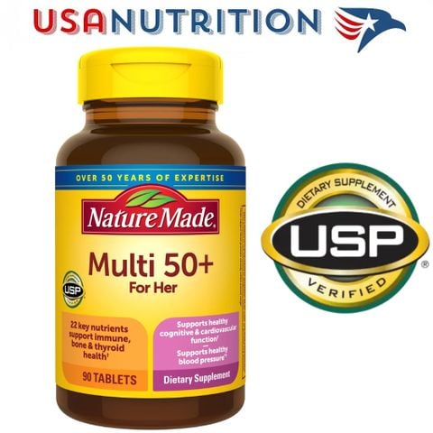  Vitamin tổng hợp cho phụ nữ Women's Multi 50+ chứng nhận USP Verified 90 viên : Nature Made 
