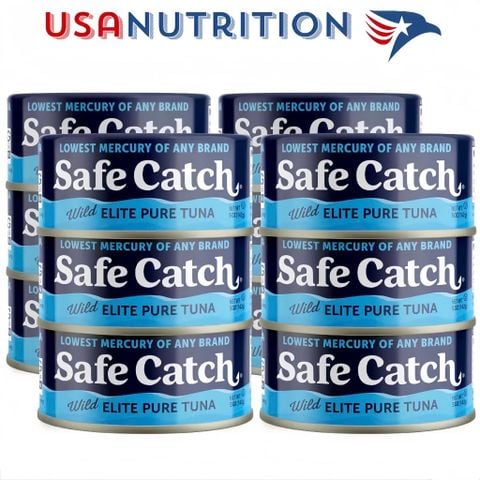  Cá ngừ hoang dã thủy ngân thấp Elite Wild Tuna : Safe Catch hộp 12 lon 
